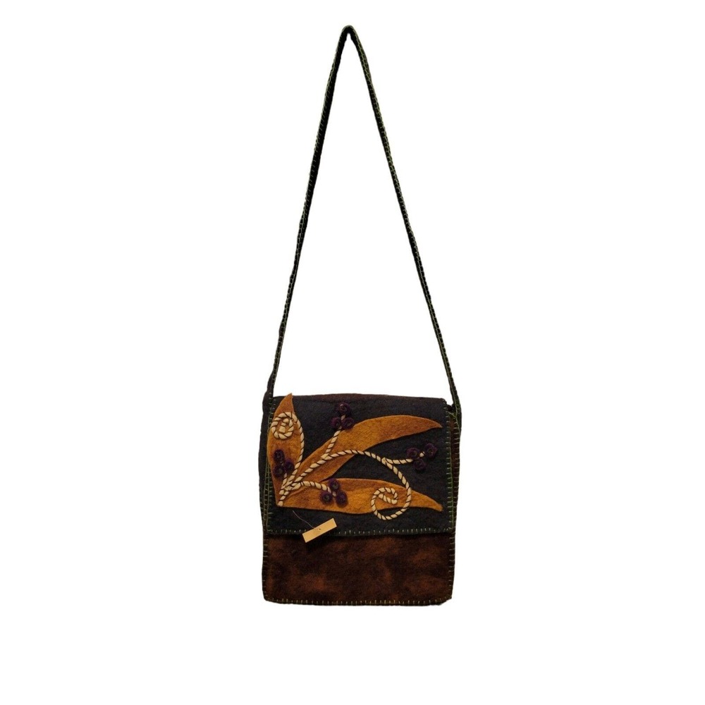 Rising Tide Felted Wool Crossbody Bag Floral Funky Boho Cottage Core - Picture 4 of 11